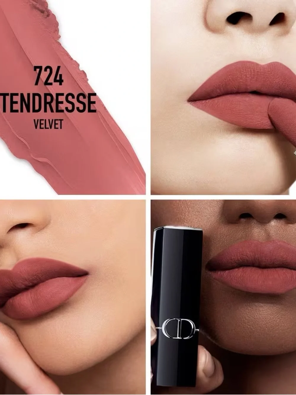NIB DIOR ROUGE LONG WEAR LIPSTICK. 724. Tendresse velvet.